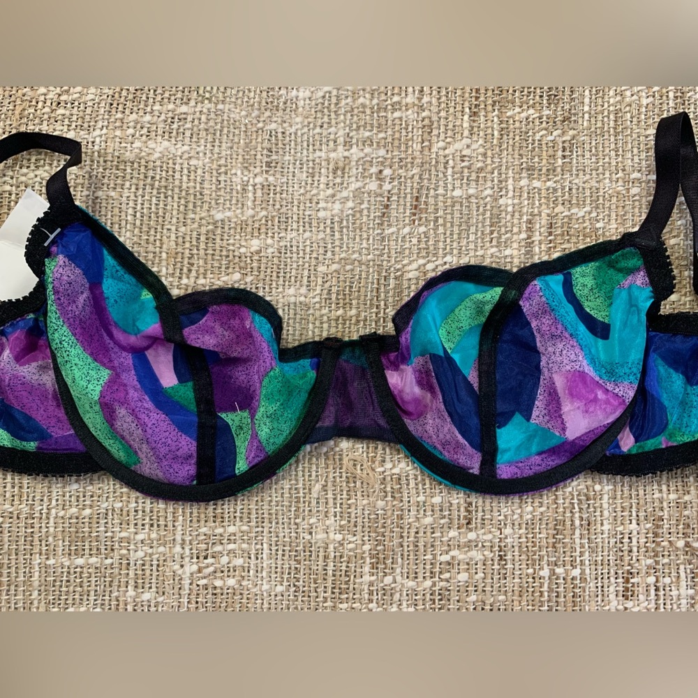 💋NEW Retro Sexy Bra lingerie 34C Purple/Blue - Picture 5 of 8